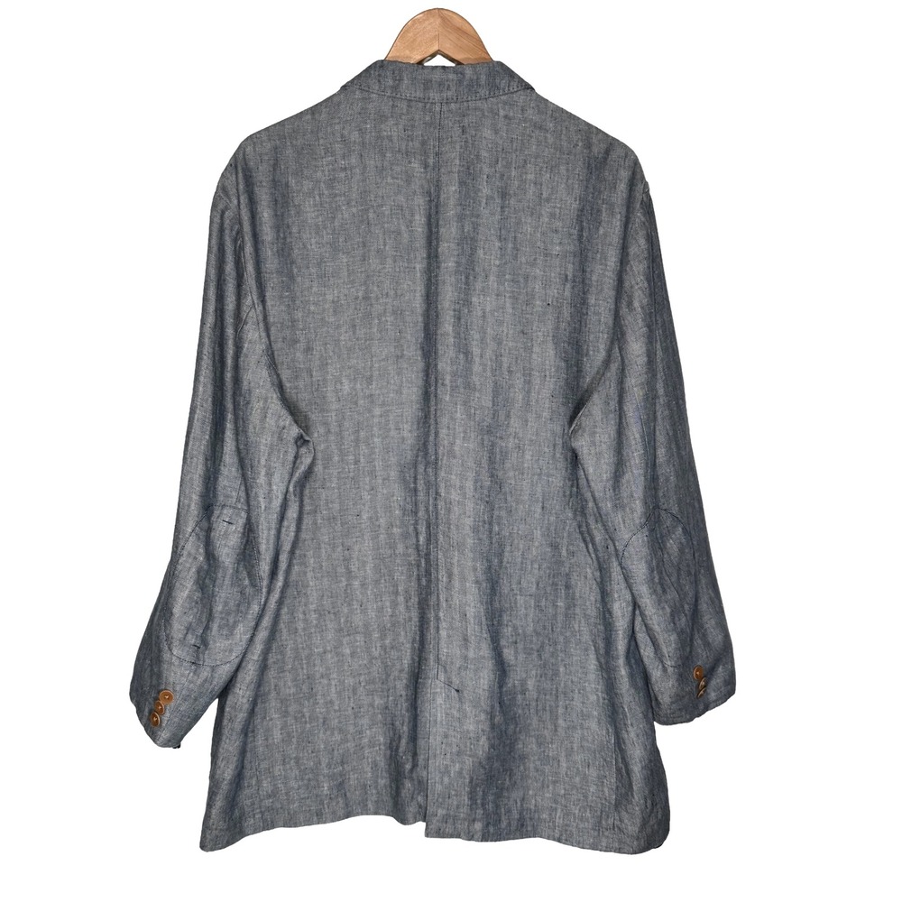 Tommy Bahama Mens XL 100% Irish Linen Blue Herringbone Blazer Sport Coat Coastal - Picture 3 of 13